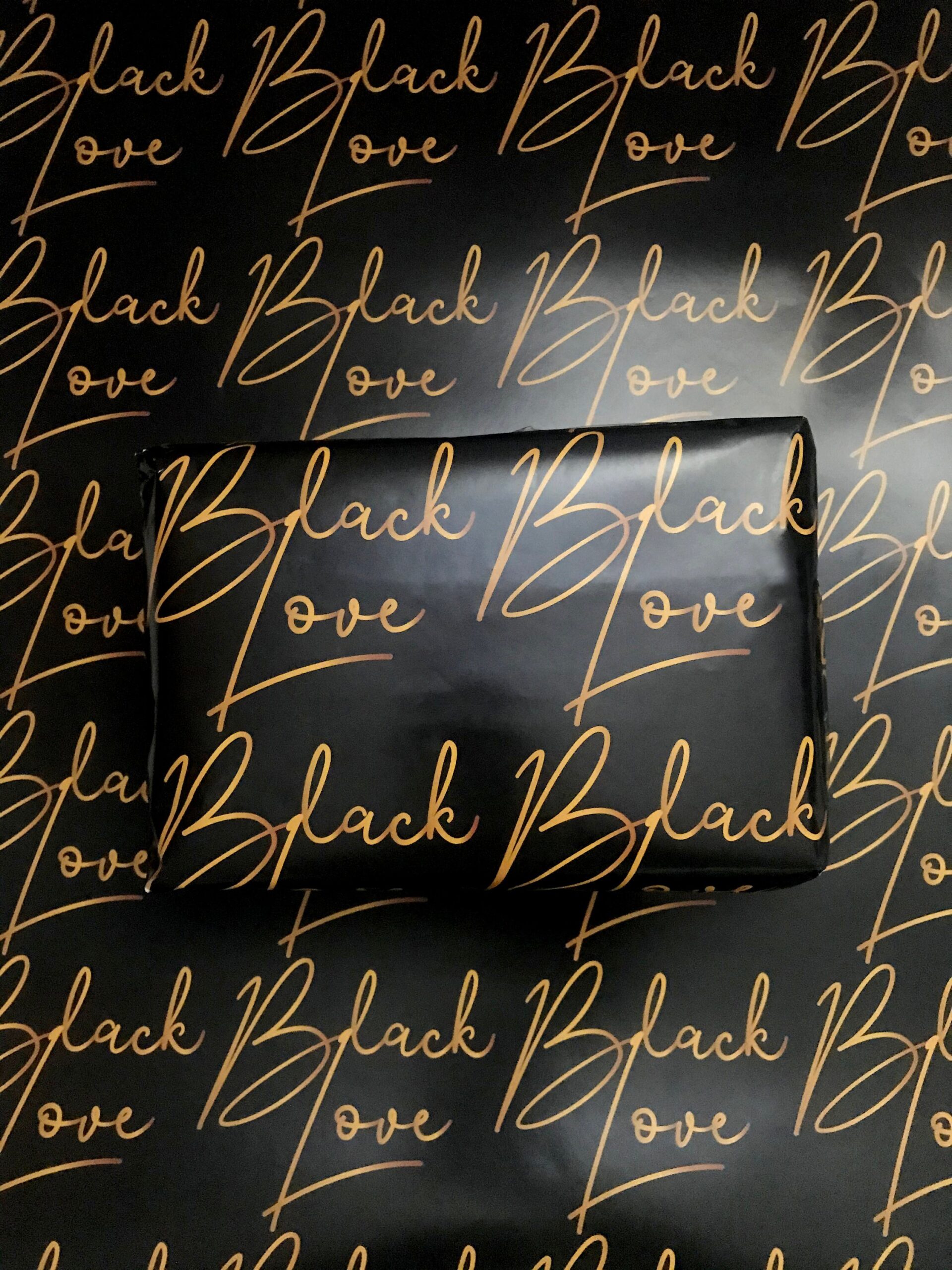 Mixed Black Love couple and Black and Gold Black Love Wrapping Paper, Gift Wrap, Black Love, Black Culture, Black Excellence, All Seasons - Image 2