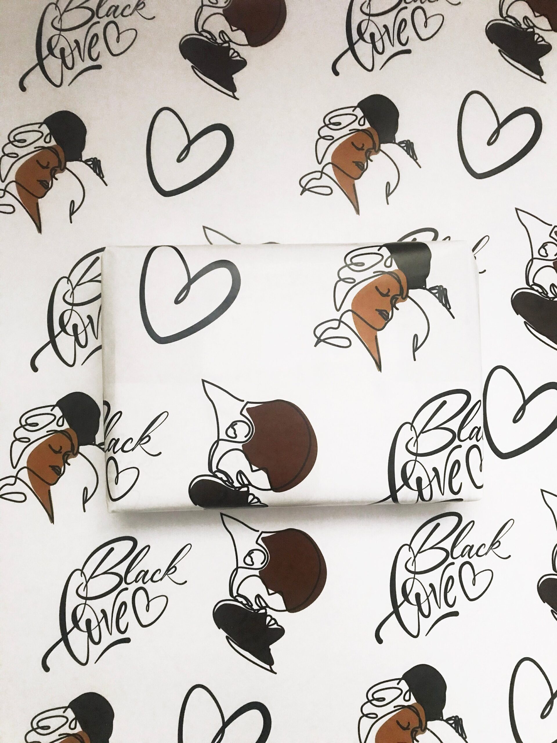 Mixed Black Love couple and Black and Gold Black Love Wrapping Paper, Gift Wrap, Black Love, Black Culture, Black Excellence, All Seasons - Image 3