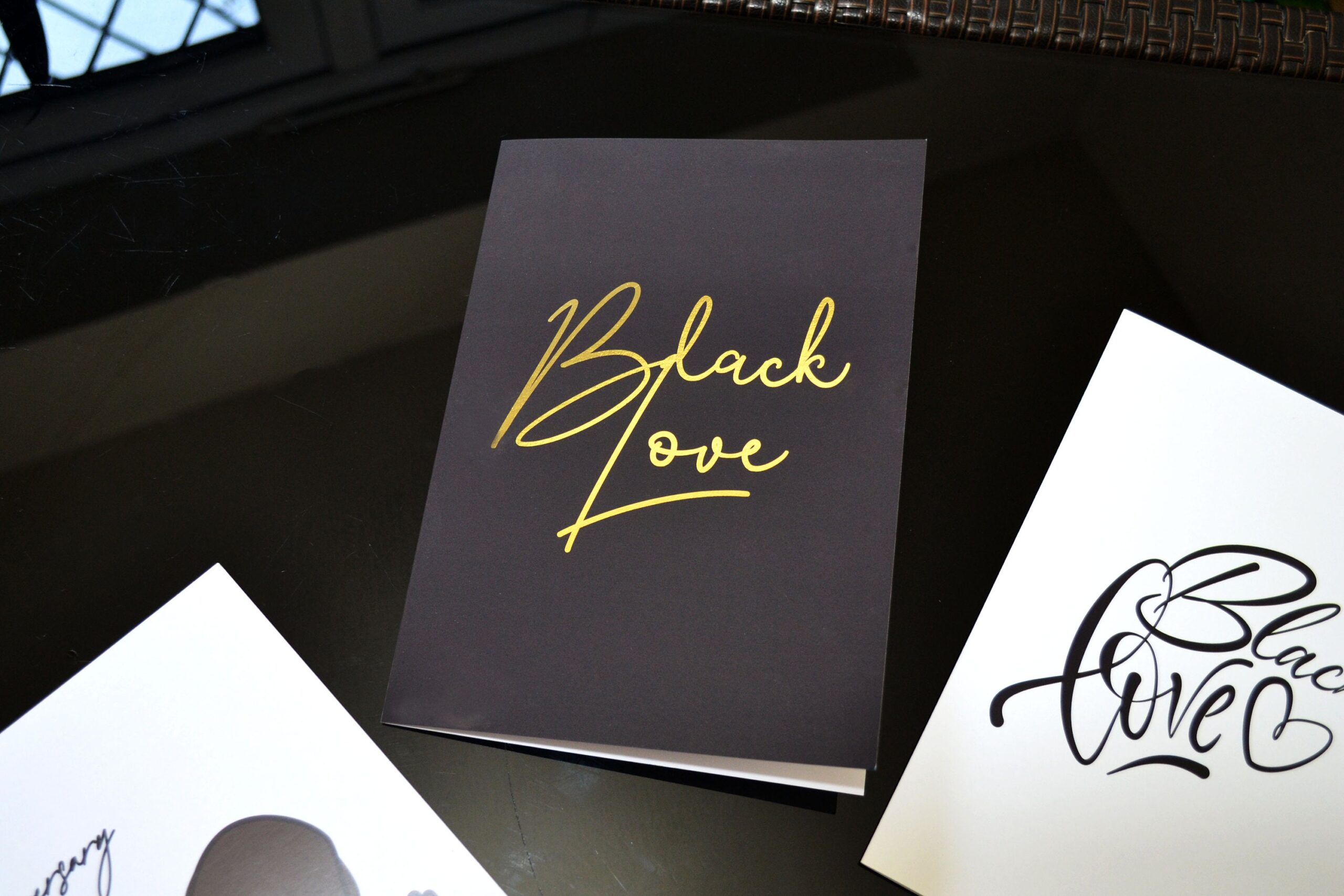 Black and Gold Black Love Greeting Card, Velvet finish, Black Excellence - Image 3