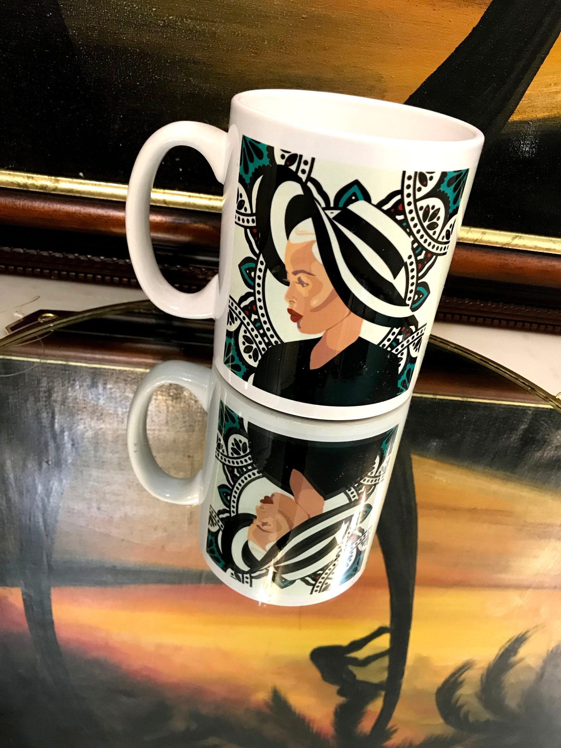 Innovative Big Hat Woman Mug, Woman Mug, Affirmation mug, Happy Mother's Day gift, Pretty Modern, Light Skin Black woman, Birthday mug - Image 2