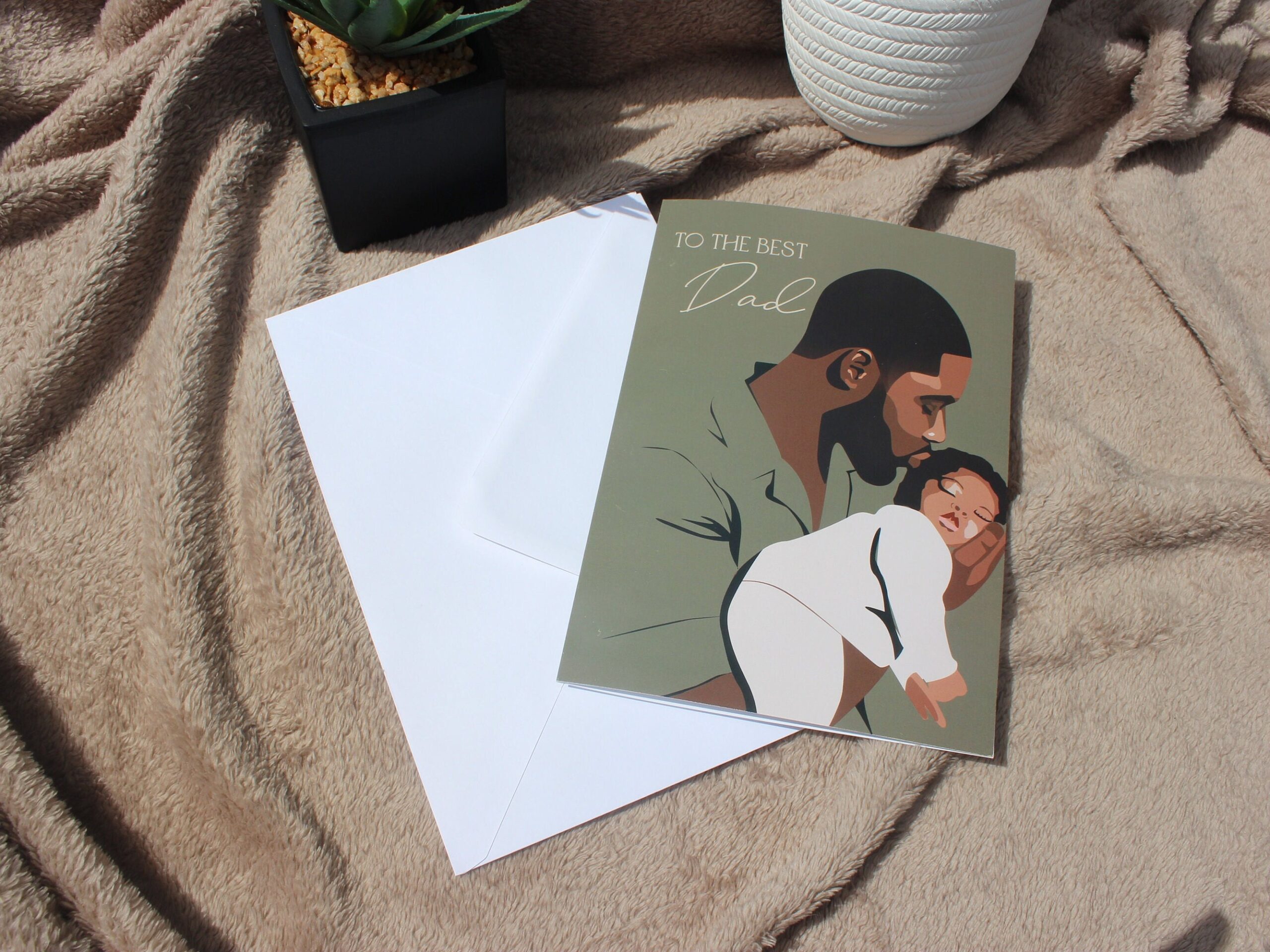 Happy Father's Day Greeting Card, To the Best Dad, Black Father's Day Card, Dark Skin Dad, Diverse Greeting Card, Happy First Fathers Day - Image 2