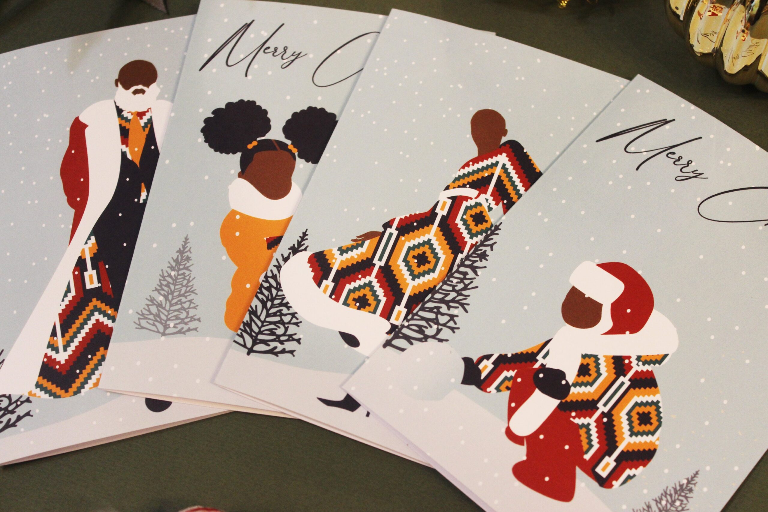Black Girl Christmas card, Festive Season, Girl happy with gift, Diverse cards, Merry Christmas, Black Love, African Print - Image 3